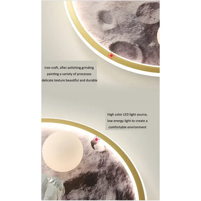 Modern European Modern Children's Moon Lustre Led Lights Astronaut Bedroom Chandeliers Decoration Ceiling Lamps For Room Home-ap