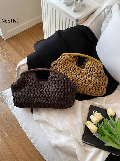 Elegant Woven Handbag Female Beach Straw Underarm Bag Versatile Exquisite Shoulder Bags Evening Bags For Women Gifts