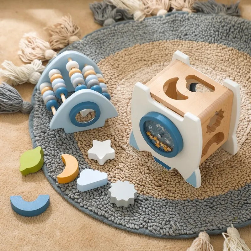 Wooden Montessorri Toys Five-in-one Multifunctional Baby Toys Exercise Children's hand-eye Coordination Logic Imagination Space
