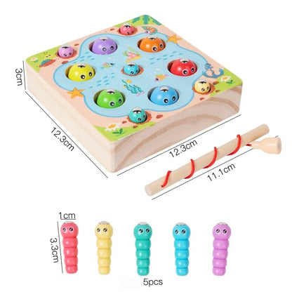 Children Wooden Fishing Game Toys Early Education Color Cognitive Toy Kids Interactive Games Toys for Gifts Fine Motor Skill