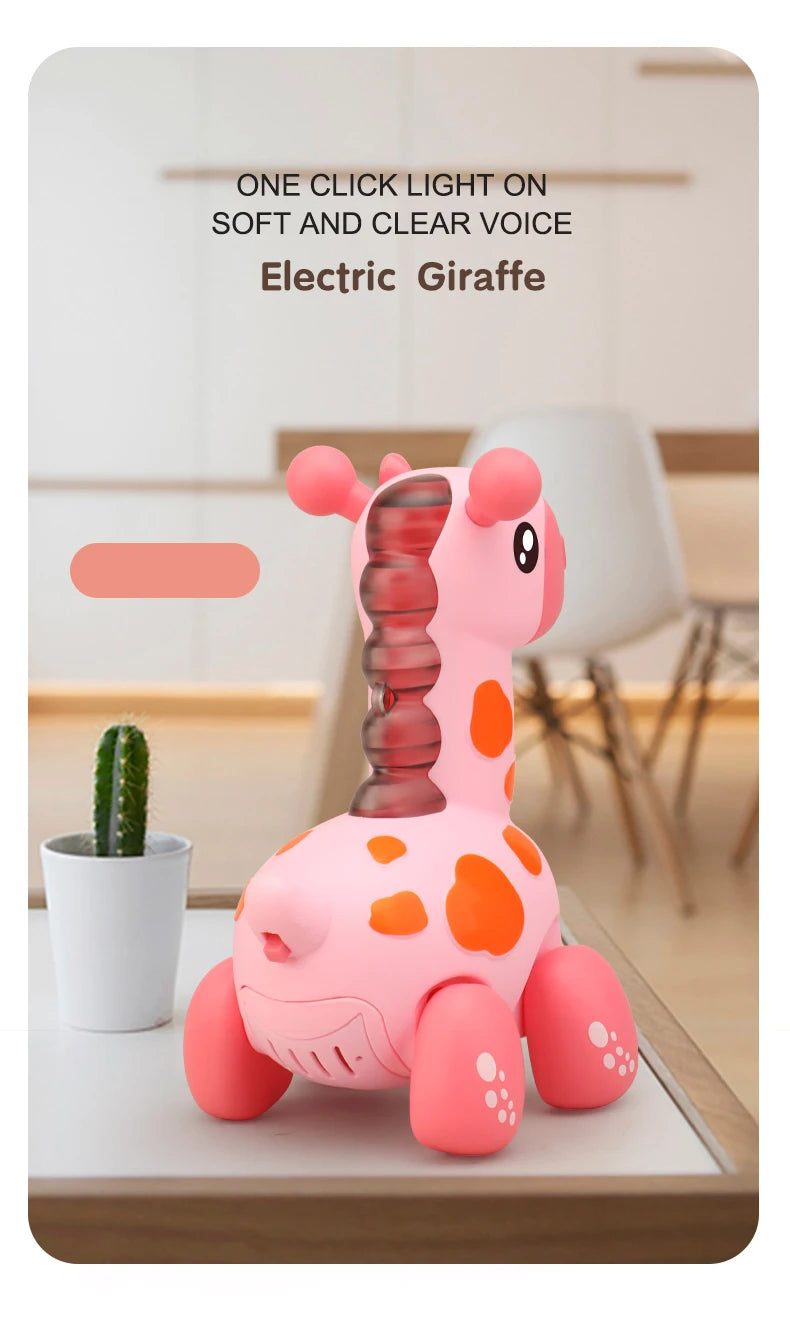 Giraffe rope toy with light, music, electric crawling toy, children's puzzle early education luminous toy