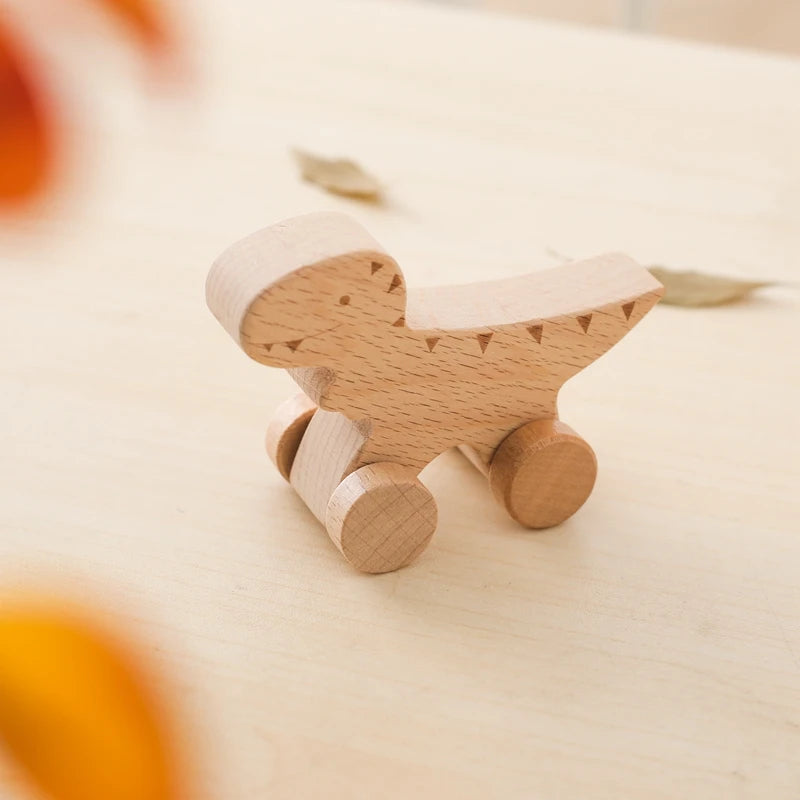 Montessori Wooden Toys Dinosaur Car Education Wooden Blocks Baby Toys From 3-5 Years Black Walnut Wooden Car Toys For Children