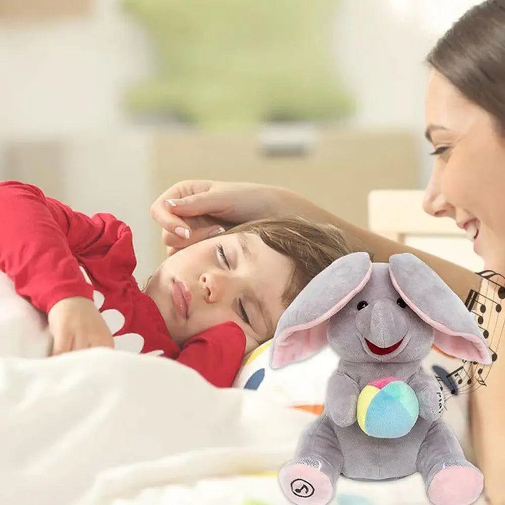 Hide And Seek Elephant Plush Toy Baby Head Up Training Soothing Singing Musical Doll New Born Gift For 3-12 Months