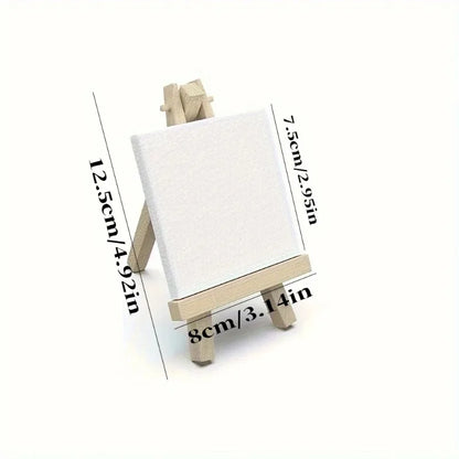 6/12set Mini Canvas And Easel Set - Primed White Wood Easel Stretched Blank Canvases for Wedding Decoration And Sign Painting