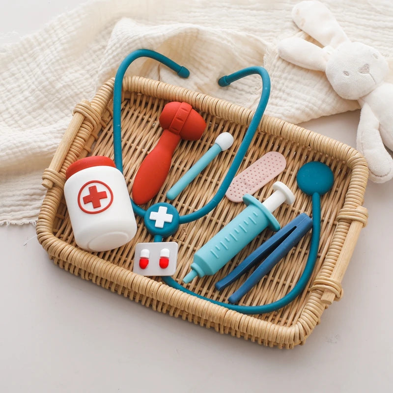 Baby Silicone Doctors Toys Pretend Playing Kids Role Play Pretend Playing Doll Accessories Learning Education Toys Babies Gifts