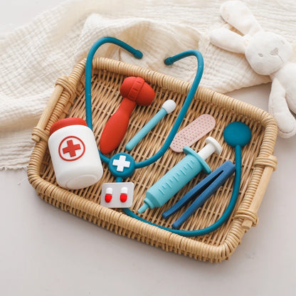 Baby Silicone Doctors Toys Pretend Playing Kids Role Play Pretend Playing Doll Accessories Learning Education Toys Babies Gifts