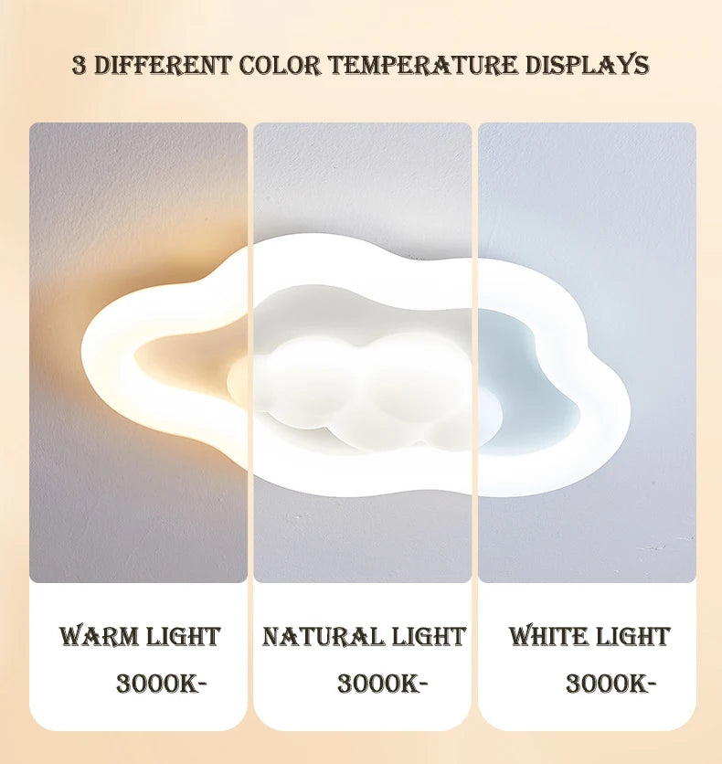 Cloud Light LED Children's Room Baby Room Ceiling Lights Modern Cream Style Nursery Decor Bedroom Cloud Ceiling Lamps