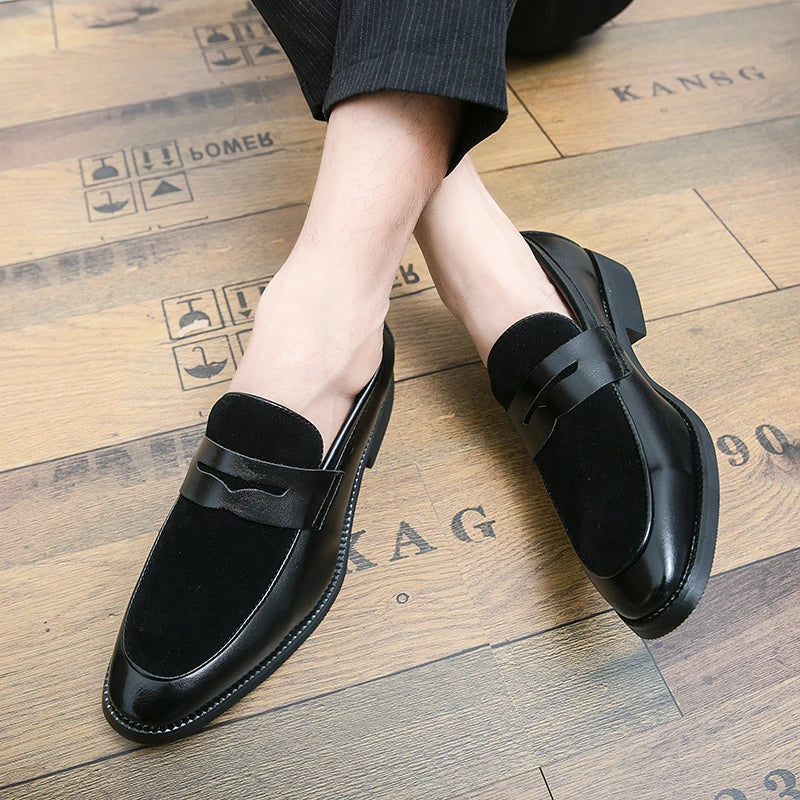 Summer Men Genuine Leather Casual Shoes Mens Wedding Black Dress Shoes Mens Banquet Loafers Blue Outdoor Walking Shoes Big Size