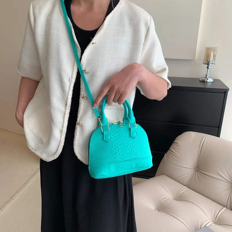 Women's Large Crossbody  Retro Felt Handbag with Makeup Organizer Solid-Color Casual Purse for Everyday Use Travel Shoulder Bag