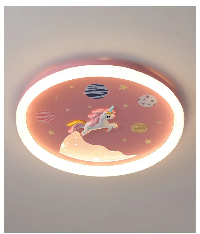 2026 Pink Rainbow Unicorn Light Princess Room Ceiling Lamps LED Warm Cute Nursery Children's Room Girl Bedroom Pegasus Ceiling L