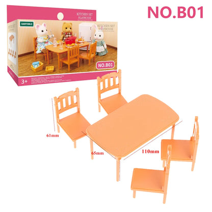 Toys Doll 1:12 Forest Family Montessori Kitchen Compatible Miniature Dollhouse Kitchen Accessories Furniture Pretend Play Gifts