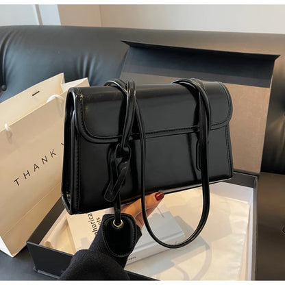 Fashion Red Shoulder Bags For Women Trendy Textured Solid Color Handbag Autumn Winter Versatile Female Underarm Pack