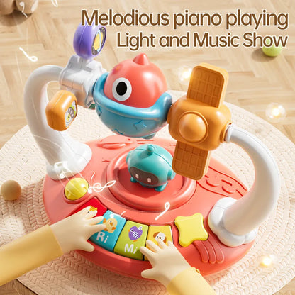 Baby Piano Toys Kids Rotating Music Piano Keyboard With Light Sound, Musical Toys For Toddlers, Early Educational Music Toy