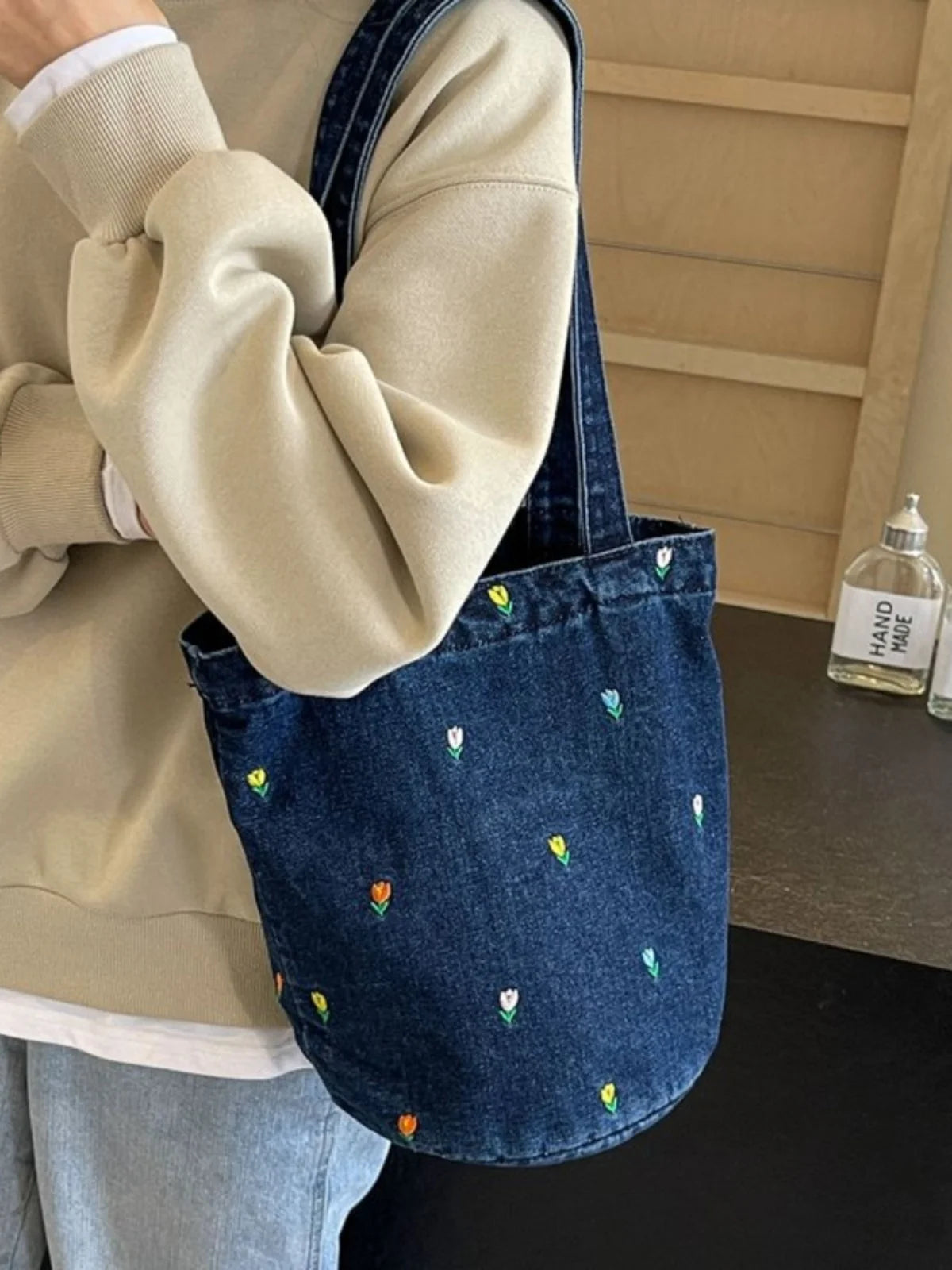 Women Shoulder Bag Large Capacity Denim Tote Bag Fashion Underarm Harajuku Handbag Clutch Bags Simple Female Commuter bags 2026