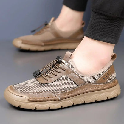 2026 Spring Summer Mens Shoes Flat Breathable Mesh Shoes Brand Male Footwear Black White Brown