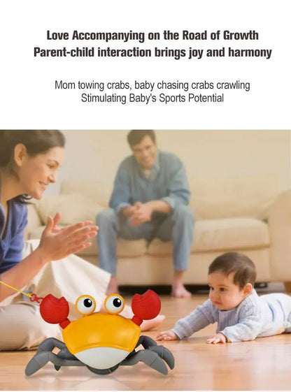 Mechanical Crab Escape Crabs Baby Crawling Crab Musical Dancing Moving Toy Run Away Toy for Babies Crawling Interactive Toys
