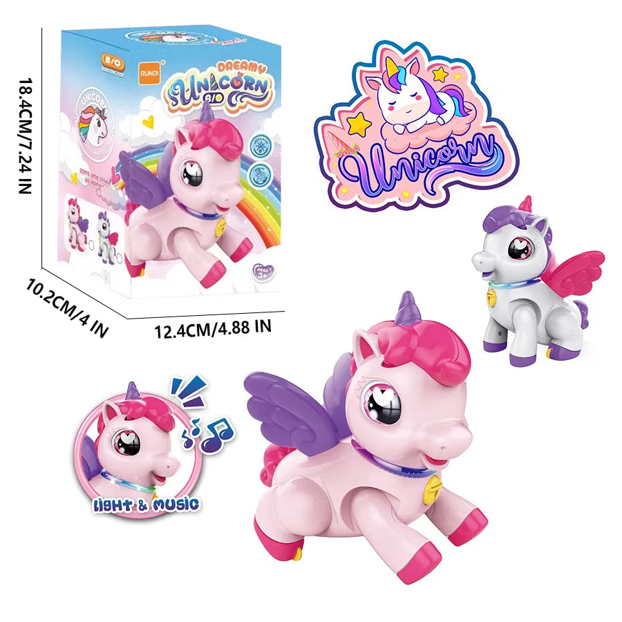 Unicorn Pegasus Toy Fantasy Cartoon Wings Unicorn with Light Music Animal Shape Girl Christmas New Year Gift