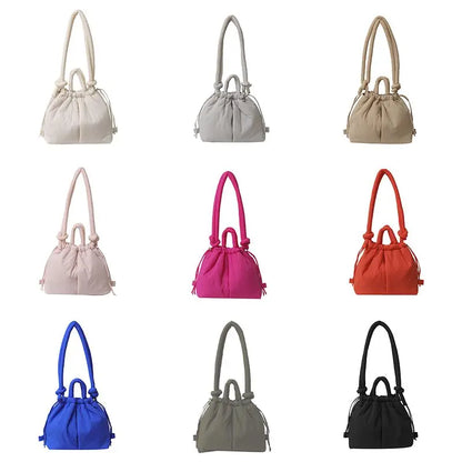 Casual Large Capacity Puffer Tote Bag Designer Padded Nylon Women Handbags Knotted Strap Shouder Crossbody Bags Warm Sac 2024