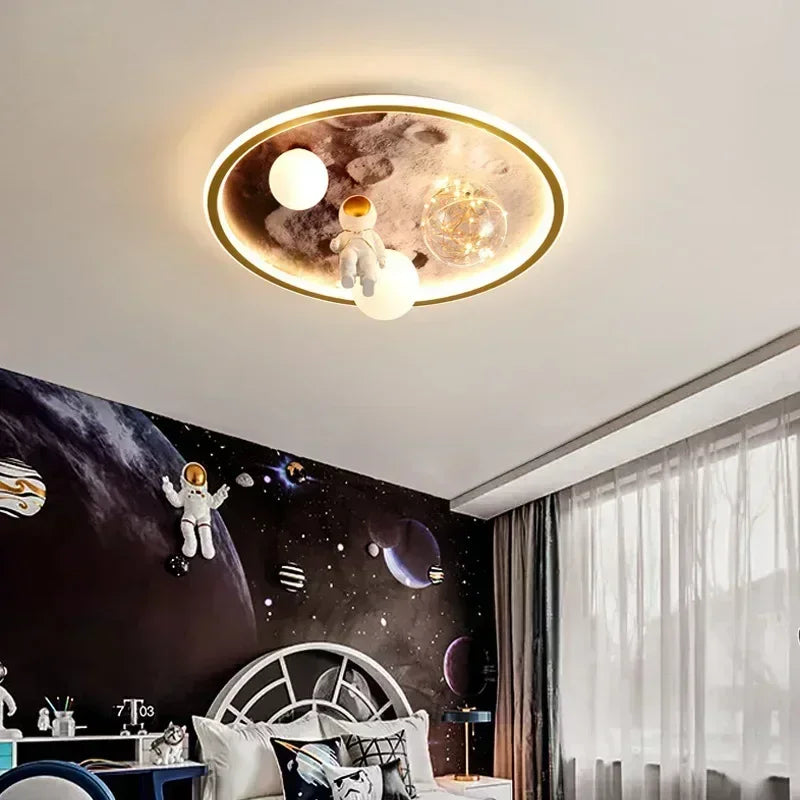 Modern European Modern Children's Moon Lustre Led Lights Astronaut Bedroom Chandeliers Decoration Ceiling Lamps For Room Home-ap