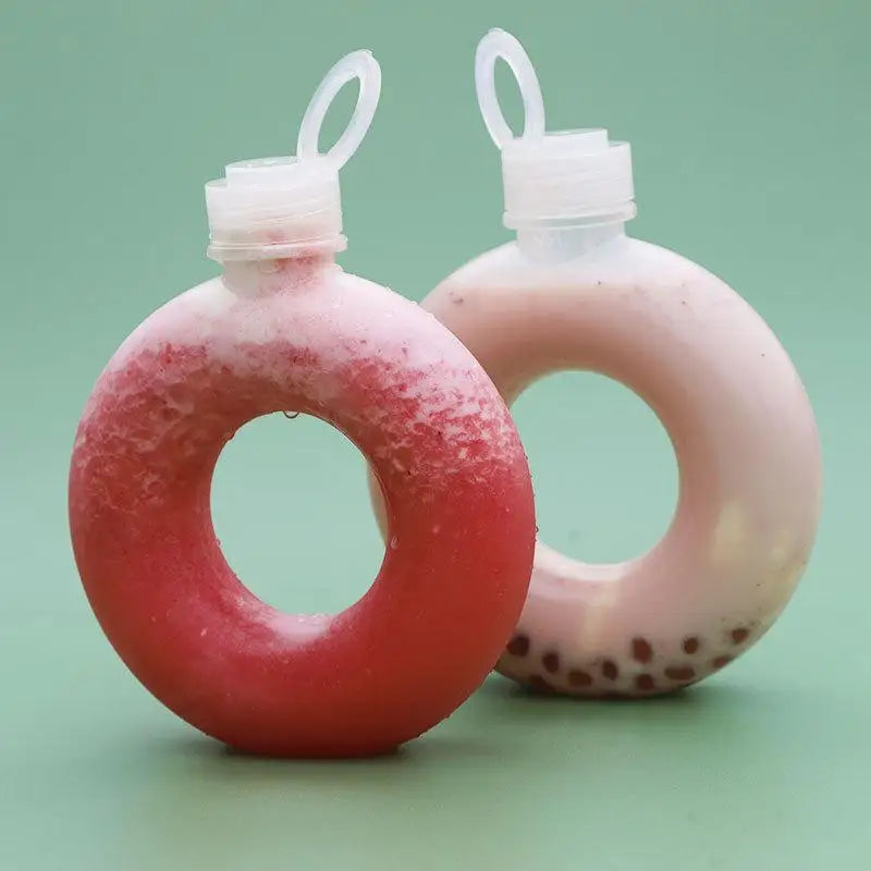 350ML Cute Donut Kids Water Bottle Leak-Proof Travel Cup Children Anti Fall Transparent Drinking Bottle Sports Water Bottle