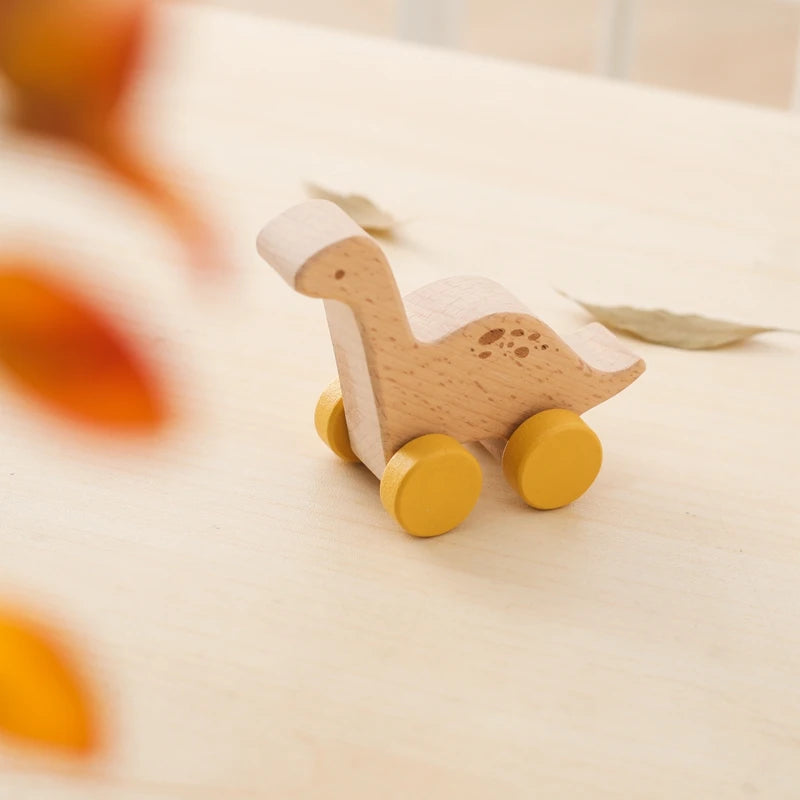 Montessori Wooden Toys Dinosaur Car Education Wooden Blocks Baby Toys From 3-5 Years Black Walnut Wooden Car Toys For Children