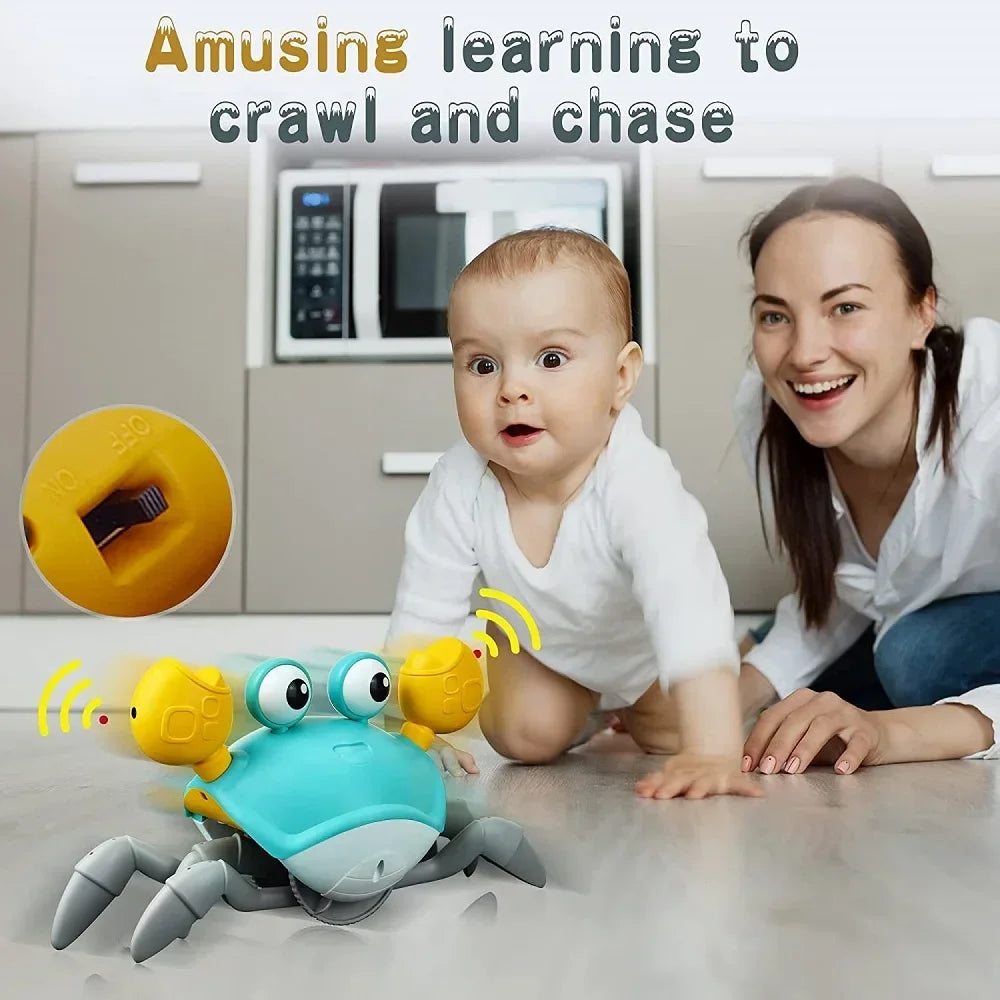 Fun Crab Toy Children Crawling Avoiding Obstacles Electronic Pet With Music Baby Walking Toy Without Battery