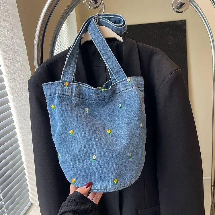 Women Shoulder Bag Large Capacity Denim Tote Bag Fashion Underarm Harajuku Handbag Clutch Bags Simple Female Commuter bags 2026