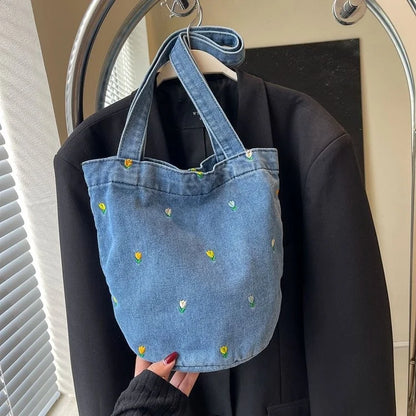 Women Shoulder Bag Large Capacity Denim Tote Bag Fashion Underarm Harajuku Handbag Clutch Bags Simple Female Commuter bags 2026