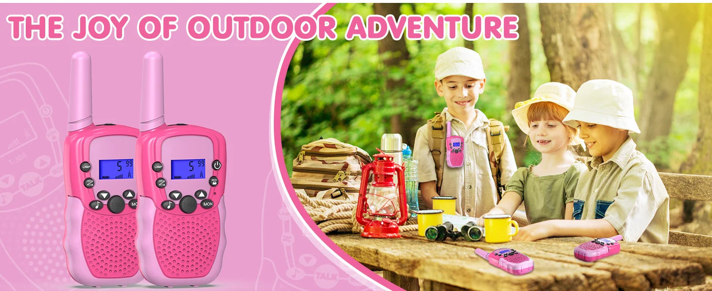 Walkie Talkies for 3-12 Year Old Girls Boys Toys with Backlit LCD Flashlight, 3 Miles Range for Outside, Camping, Hiking