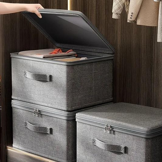 Foldable Storage Box with Cloth Cover, Large Capacity Quilt Storage Box, Underwear Storage Box Clothes Organizer