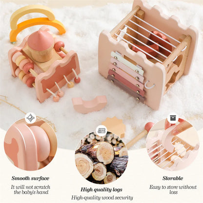 Wooden Montessorri Toys Five-in-one Multifunctional Baby Toys Exercise Children's hand-eye Coordination Logic Imagination Space