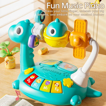Baby Piano Toys Kids Rotating Music Piano Keyboard With Light Sound, Musical Toys For Toddlers, Early Educational Music Toy