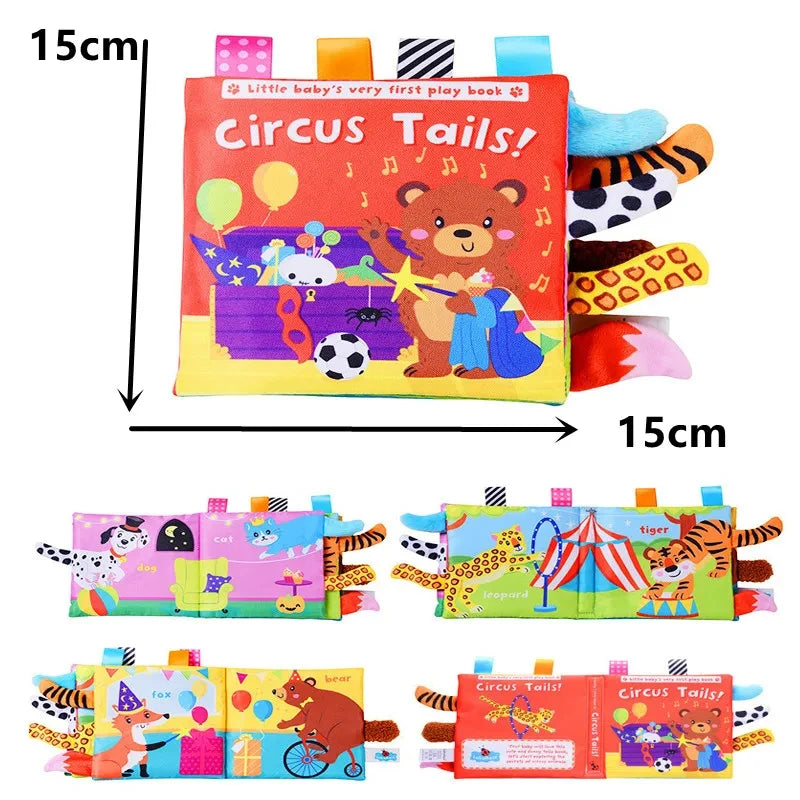 Montessori Education Baby Toys Busy Book Cartoon Animals Tail Interactive Parent-Child Fun Baby Cloth Book Baby Toys 0 6 Months