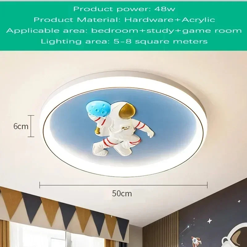 Modern European Modern Children's Moon Lustre Led Lights Astronaut Bedroom Chandeliers Decoration Ceiling Lamps For Room Home-ap