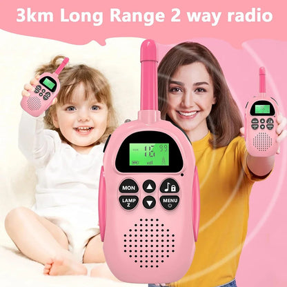 Kids Walkie Talkies 2 Pack Rechargeable Toy Two Way Radio 22 Channels 3KM Long Range for Children Outdoor Play Birthday Gifts