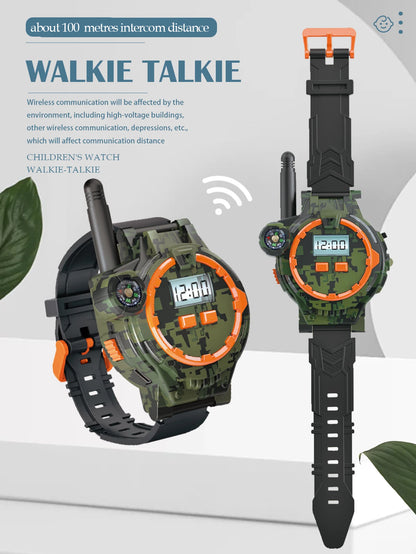 2Pcs Electronic Walkie Talkie Watch Toys, Creative Rechargeable Walkie Talkie With Compass Spying Gadgets Gifts for Kids