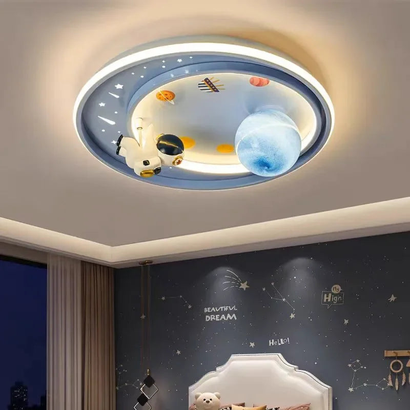 Children's room circular ceiling light moon astronaut light cartoon eye protection children's baby LED light room decoration