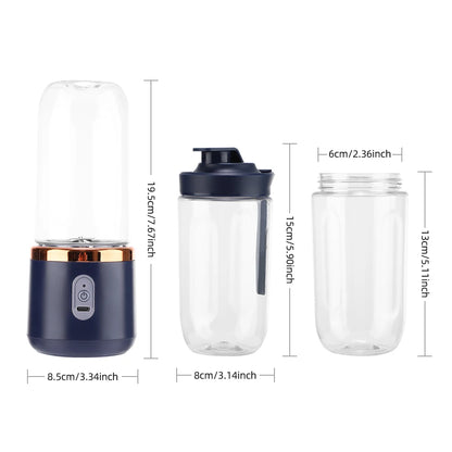 Electric Juicer Cup 2 Cups For Travel 6 Blades Portable Juicer Mixer Usb Charge Fresh Fruit Juice Personal Blender Smoothie