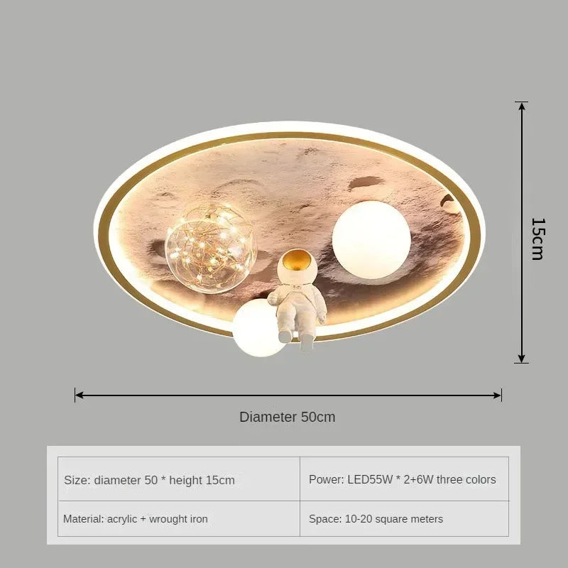 Modern European Modern Children's Moon Lustre Led Lights Astronaut Bedroom Chandeliers Decoration Ceiling Lamps For Room Home-ap