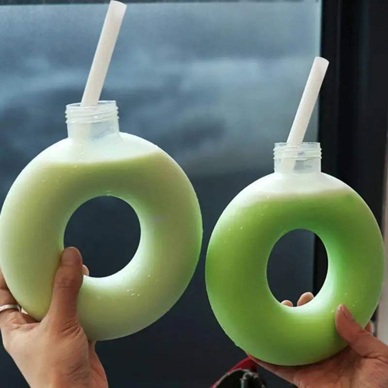 350ML Cute Donut Kids Water Bottle Leak-Proof Travel Cup Children Anti Fall Transparent Drinking Bottle Sports Water Bottle