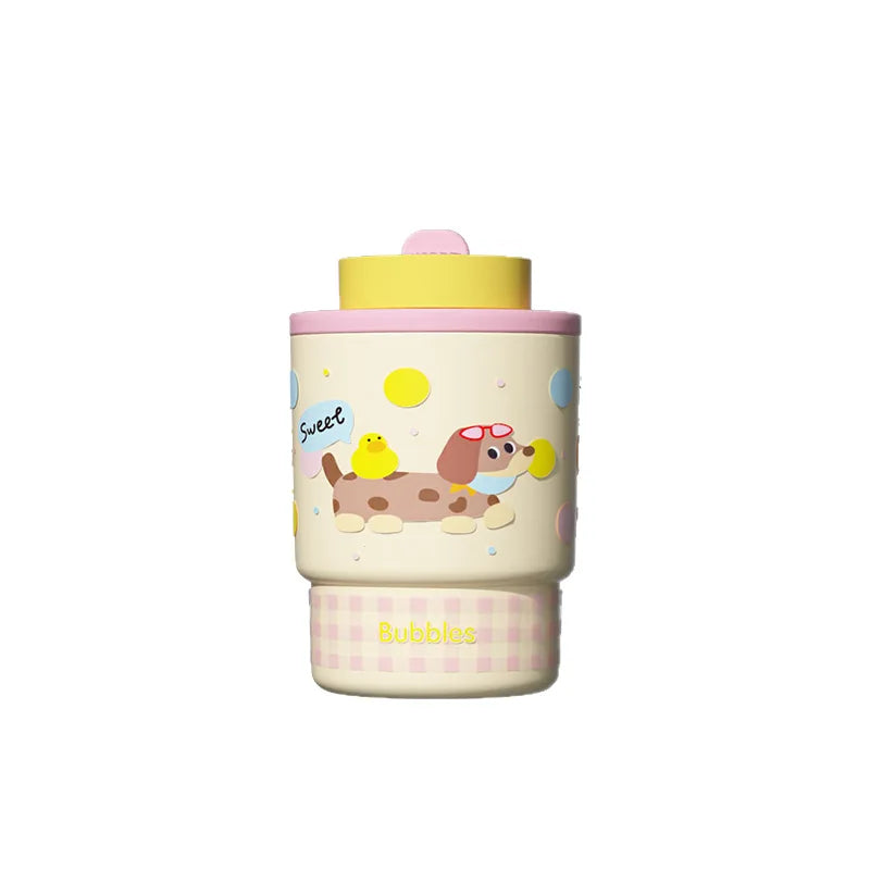 Cute Double Opening Insulated Tumbler for Women & Children with Straw and Sip Lid Portable Coffee Water Bottle Gift Idea