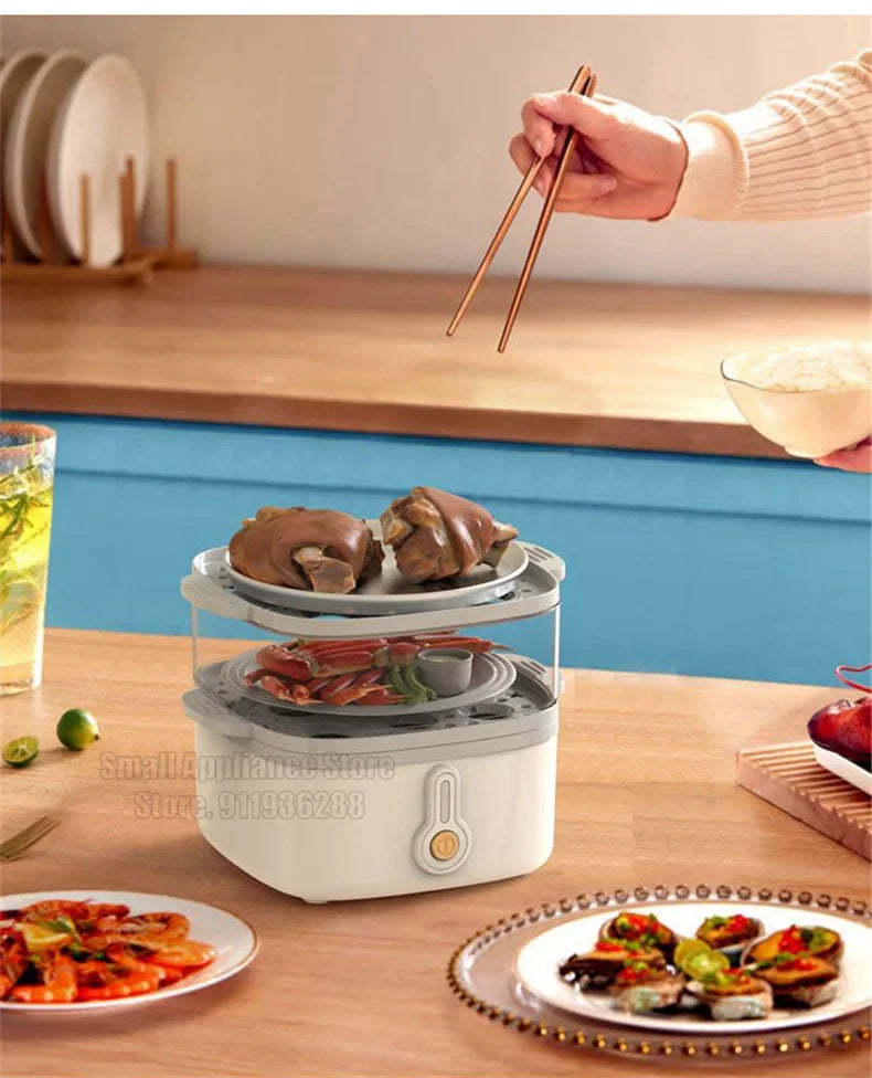Mini Steamer Electric Steam Pot Cooking Steaming Home Two-layer Transparent Food Dumplings Household Pan Warmer Multicooker