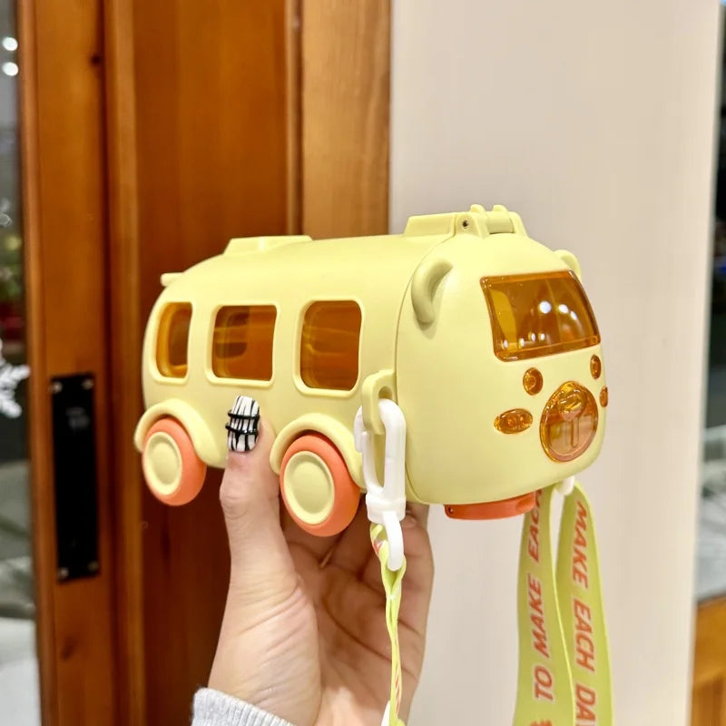 Cute Kids Water Bottle With Straw Fun 0.5L Car-Themed Drinkware For Toddlers Leakproof BPA-Free