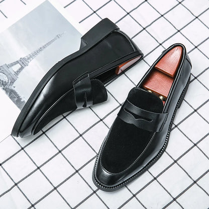 Summer Men Genuine Leather Casual Shoes Mens Wedding Black Dress Shoes Mens Banquet Loafers Blue Outdoor Walking Shoes Big Size