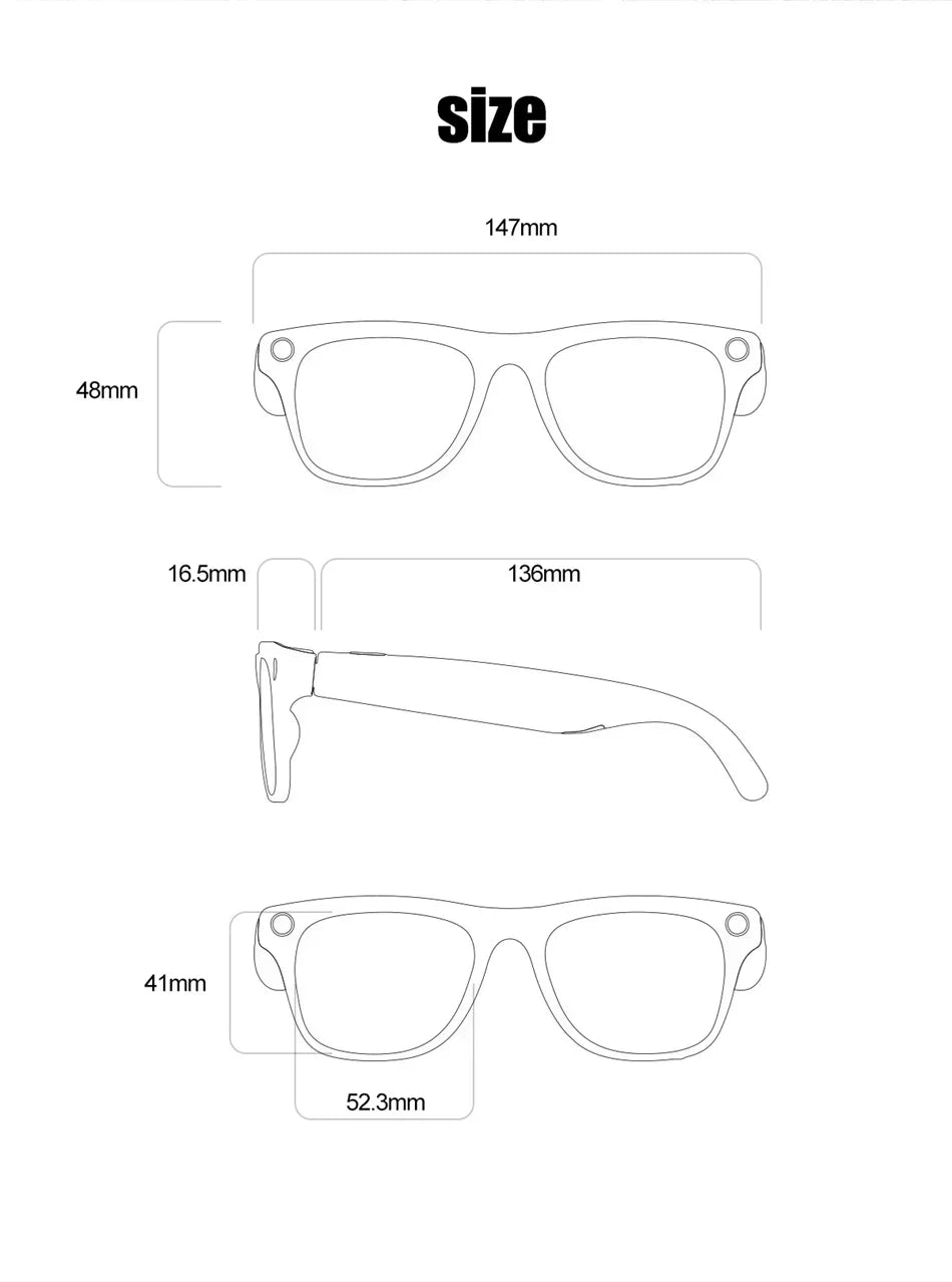 Lenovo 2026 New 8K Bluetooth AI Glasses 1200MP HD Camera Chat GPT Voice Assistant Music Player Translate Call Smart Sunglasses