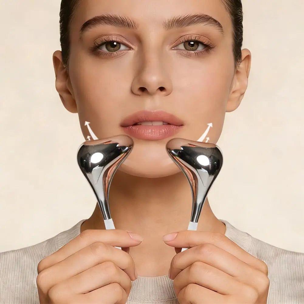 2pcs Ice Globes Stainless Steel Gua Sha Massage Cryo Sticks Facial Cooling Roller Skin Care Tool for Puffy Eye and Skin Tighten