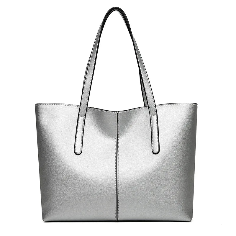 Women's Tote Bags Simple Large Capacity Female Shoulder Bag Solid Color Commuter Leather Hand Bags Ladies Top Handle Bags