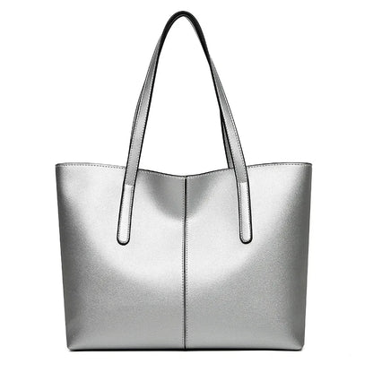 Women's Tote Bags Simple Large Capacity Female Shoulder Bag Solid Color Commuter Leather Hand Bags Ladies Top Handle Bags
