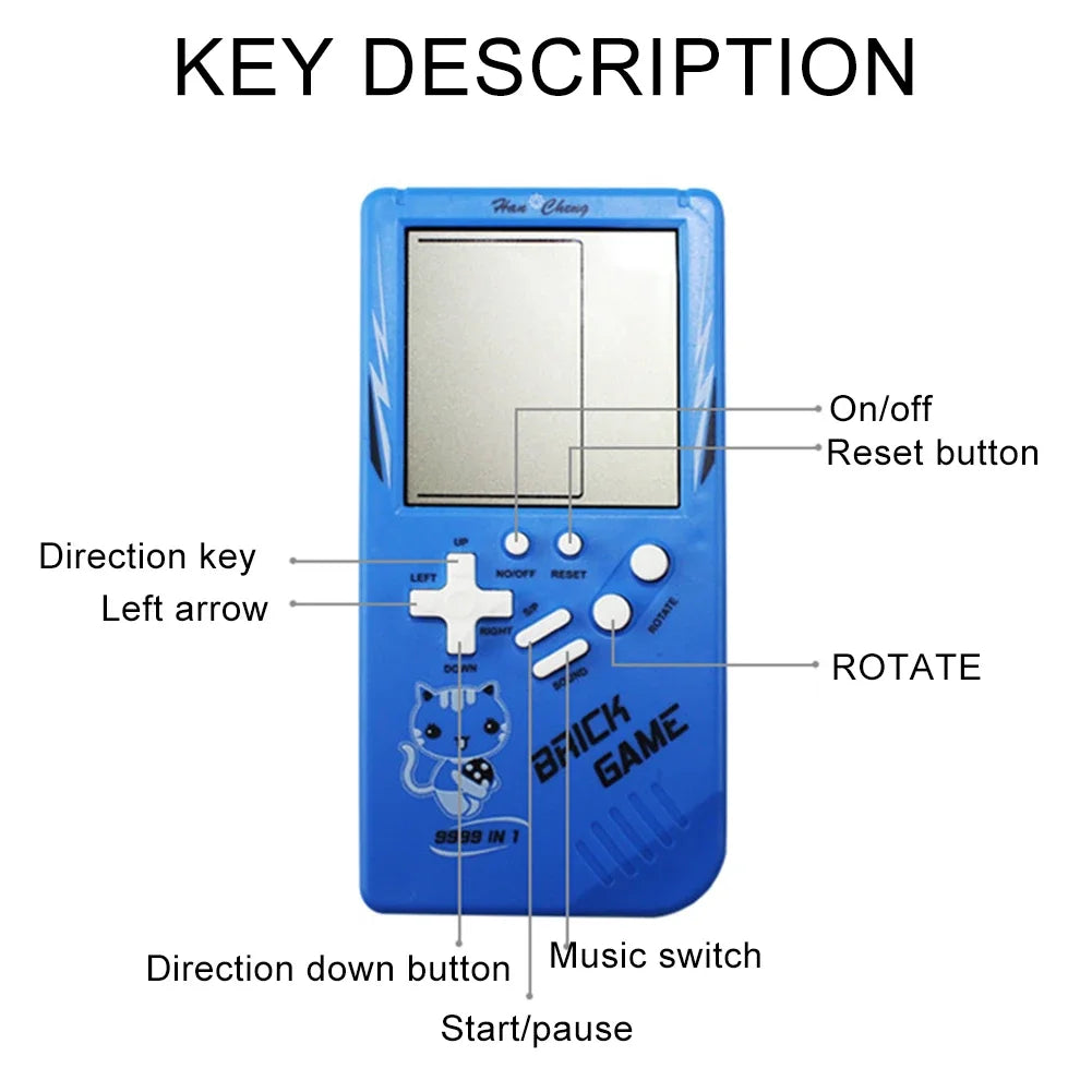 Classic Handheld Game Machine Brick Game Kids Games Machine Toy With Game Music Playback