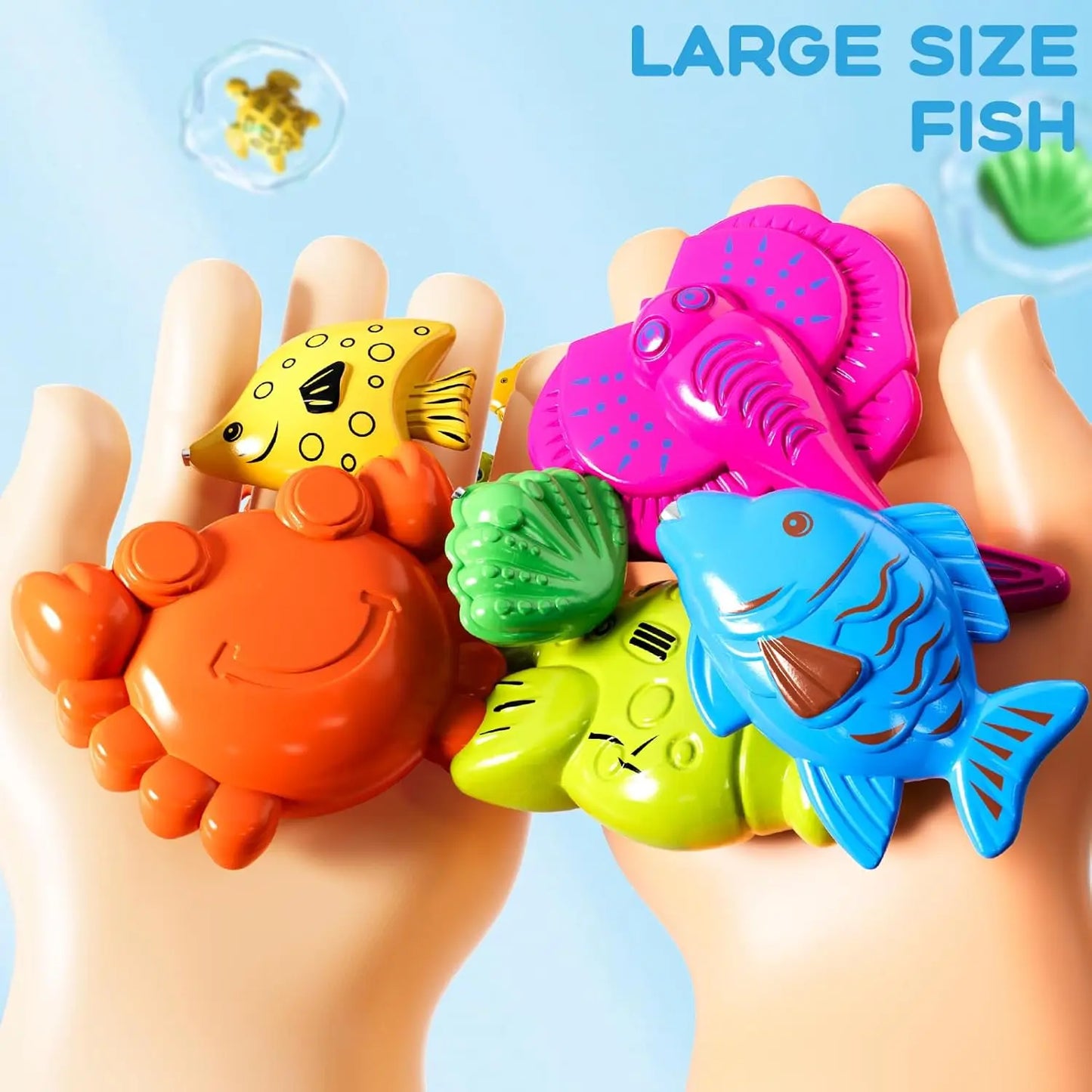 Kids Fishing Toy Set Play Water Toys for Baby Magnetic Rod and Fish with Inflatable Pool Outdoor Sport Puzzle Toys for Children